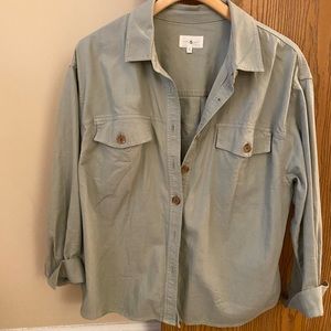 Green utility shirt jacket